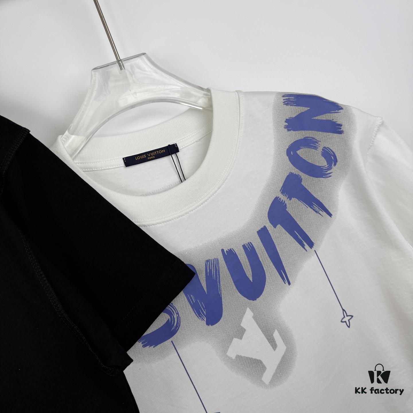 LOUIS VUITTON Classic Graffiti Print Logo Round Neck Short Sleeve T-Shirt Unisex Couples Style Loose Fit