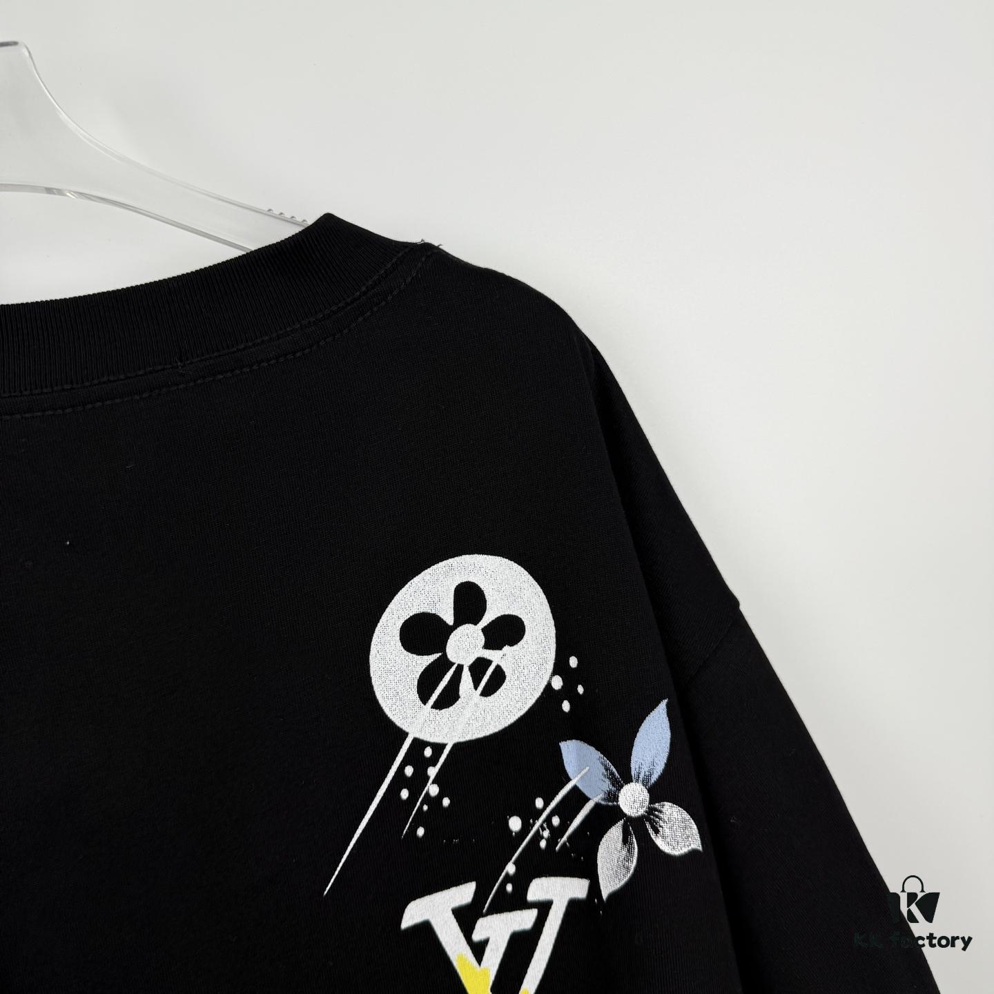 Louis Vuitton 24SS Runway Exclusive LV Logo Hand-Drawn Graffiti Digital Print Crew Neck Short Sleeve T-Shirt