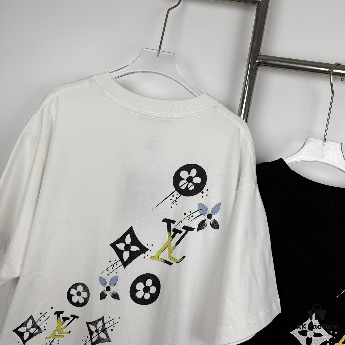 Louis Vuitton 24SS Runway Exclusive LV Logo Hand-Drawn Graffiti Digital Print Crew Neck Short Sleeve T-Shirt