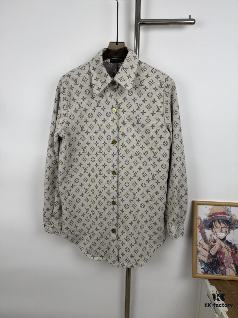 New Louis Vuitton Monogram Jacquard Denim Shirt Unisex Oversized Long Sleeve Jacket