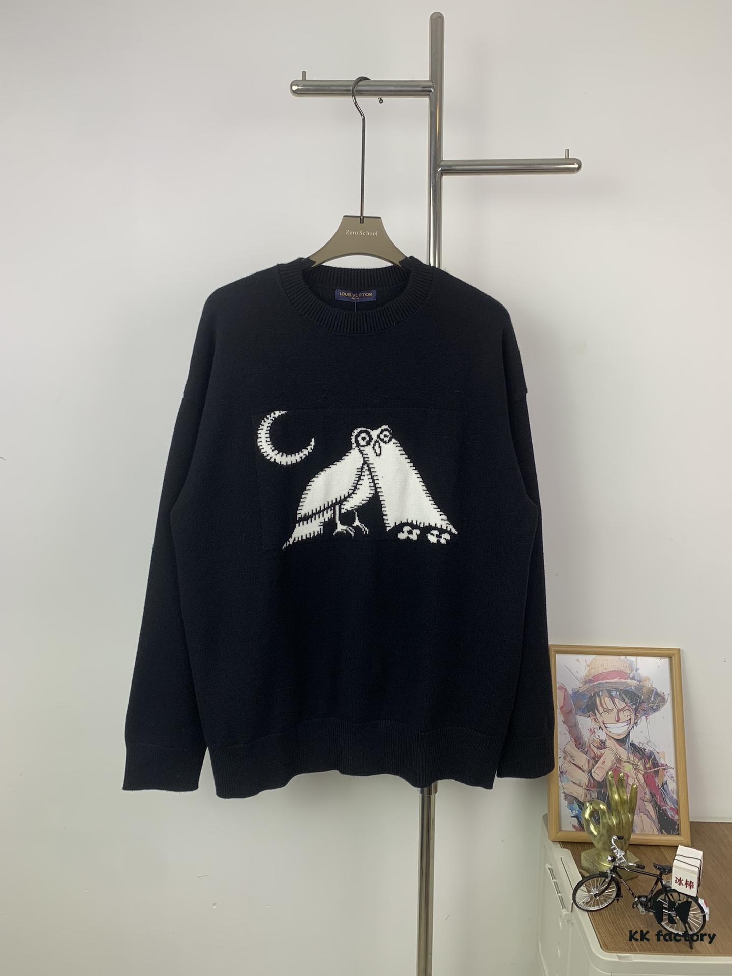 New Louis Vuitton Limited Edition Owl Jacquard Crew Neck Casual Sweater