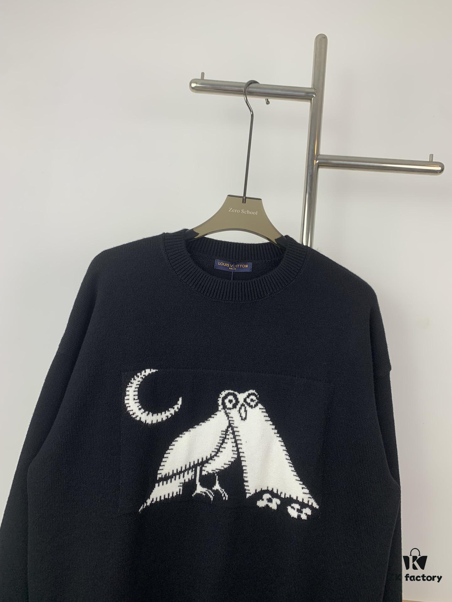 New Louis Vuitton Limited Edition Owl Jacquard Crew Neck Casual Sweater