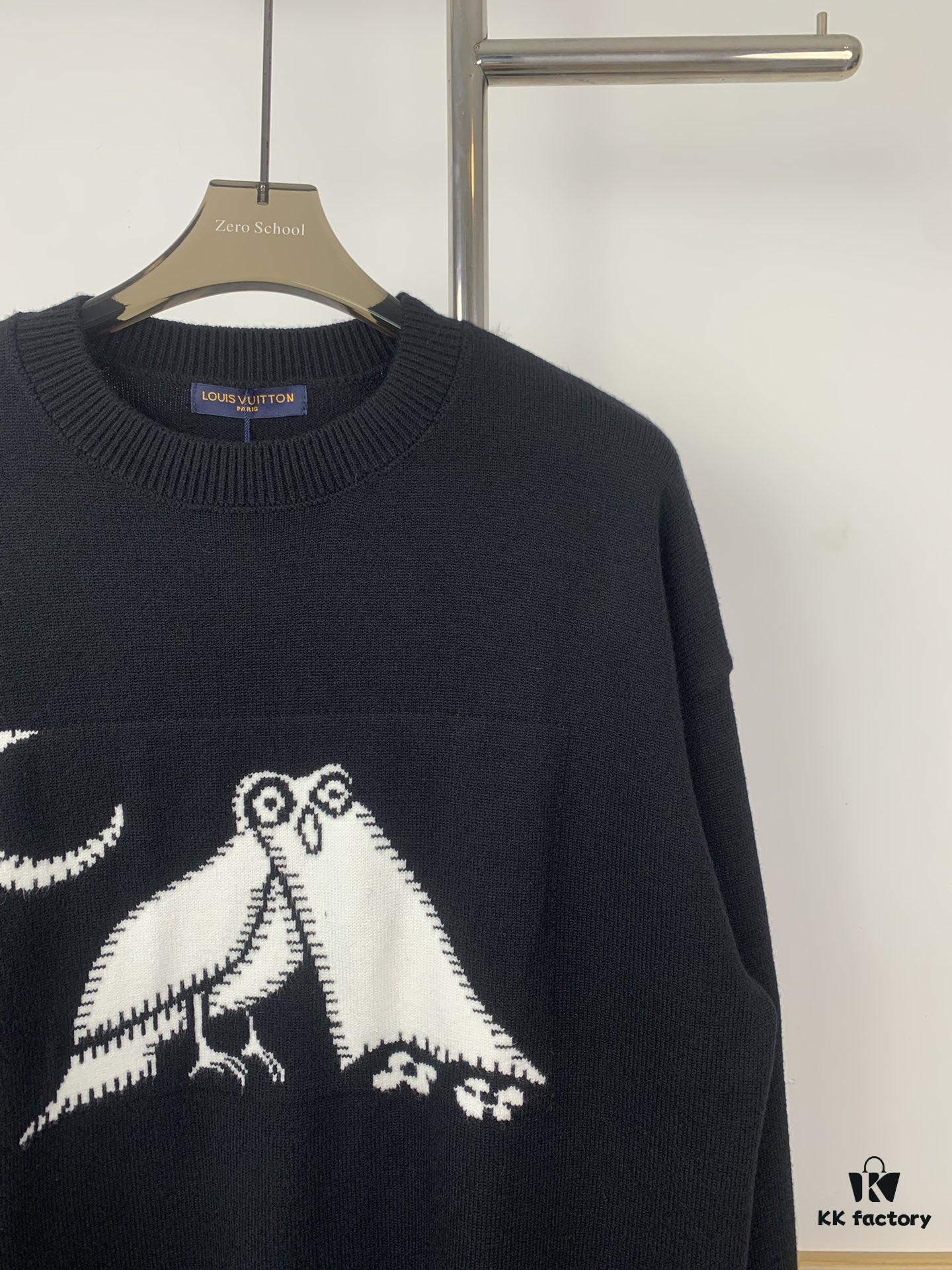 New Louis Vuitton Limited Edition Owl Jacquard Crew Neck Casual Sweater