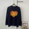 New LV Navy Blue Heart Sweater with 15% Wool, Soft and Comfortable for Direct Wear, High-Quality Version, Warm and Premium Texture
