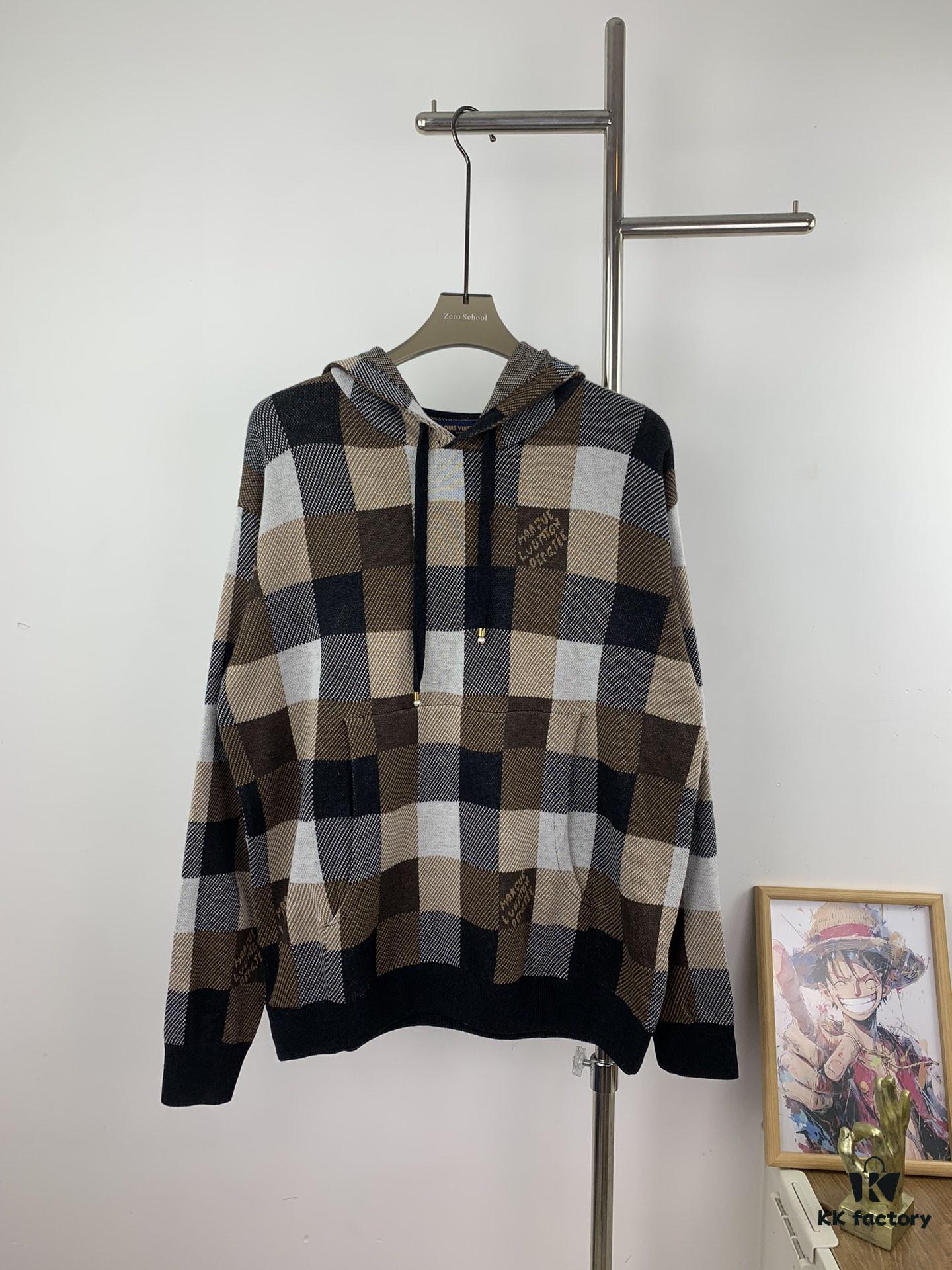 Louis Vuitton Chessboard Jacquard Knit Hooded Sweater