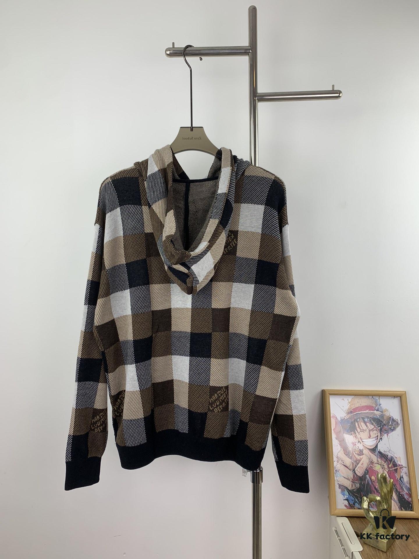 Louis Vuitton Chessboard Jacquard Knit Hooded Sweater