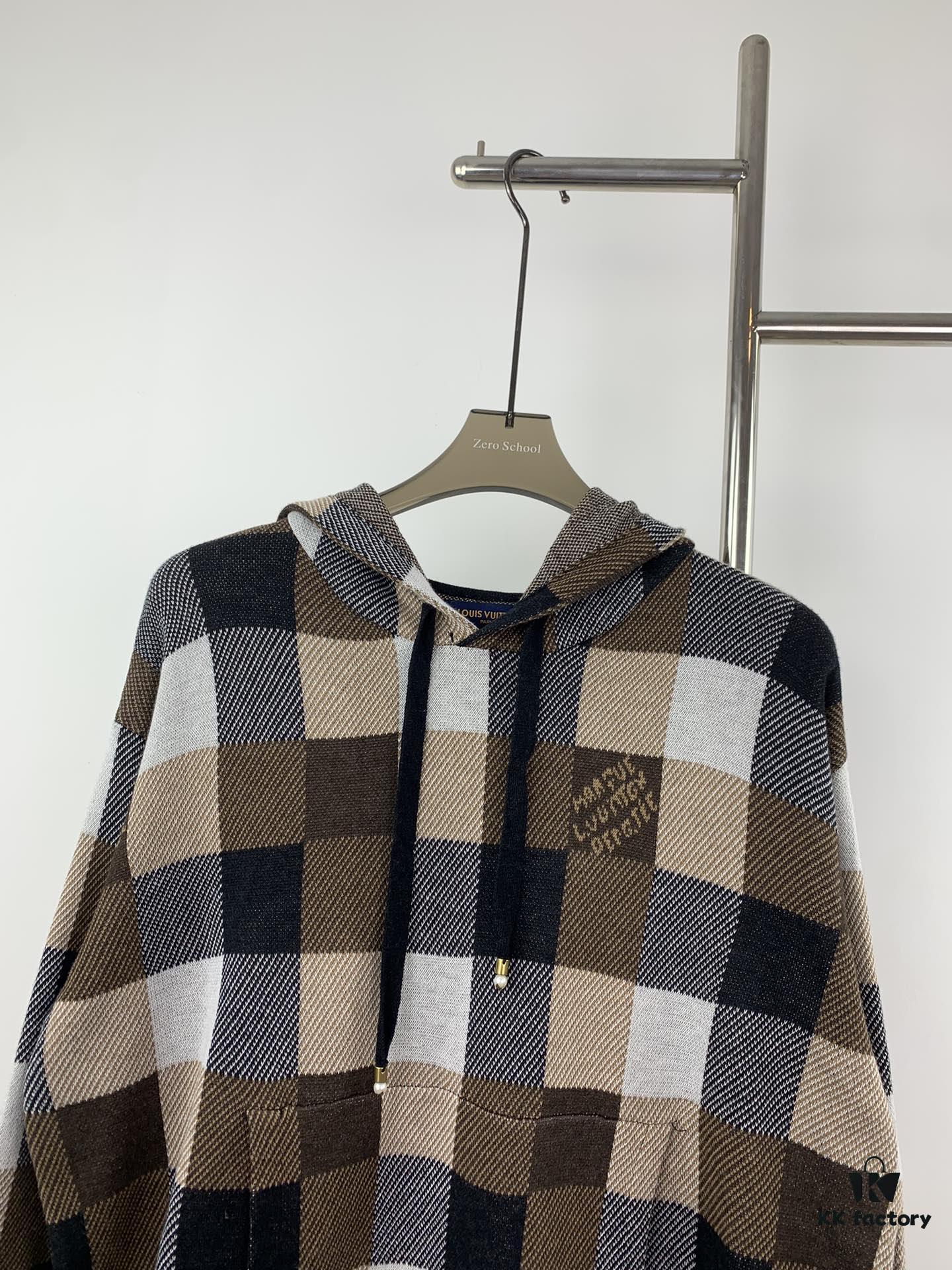 Louis Vuitton Chessboard Jacquard Knit Hooded Sweater