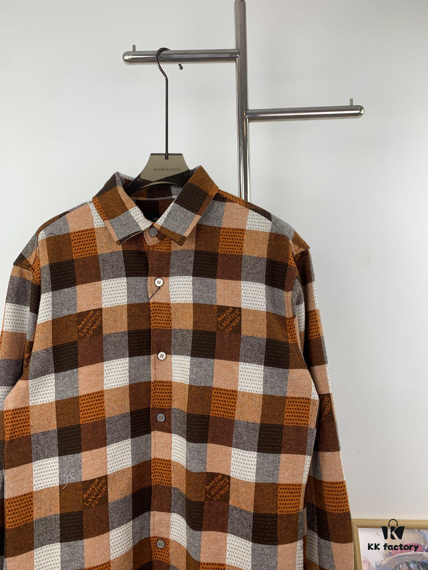 Louis Vuitton 24FW Orange Checkered Jacquard Flannel Shirt