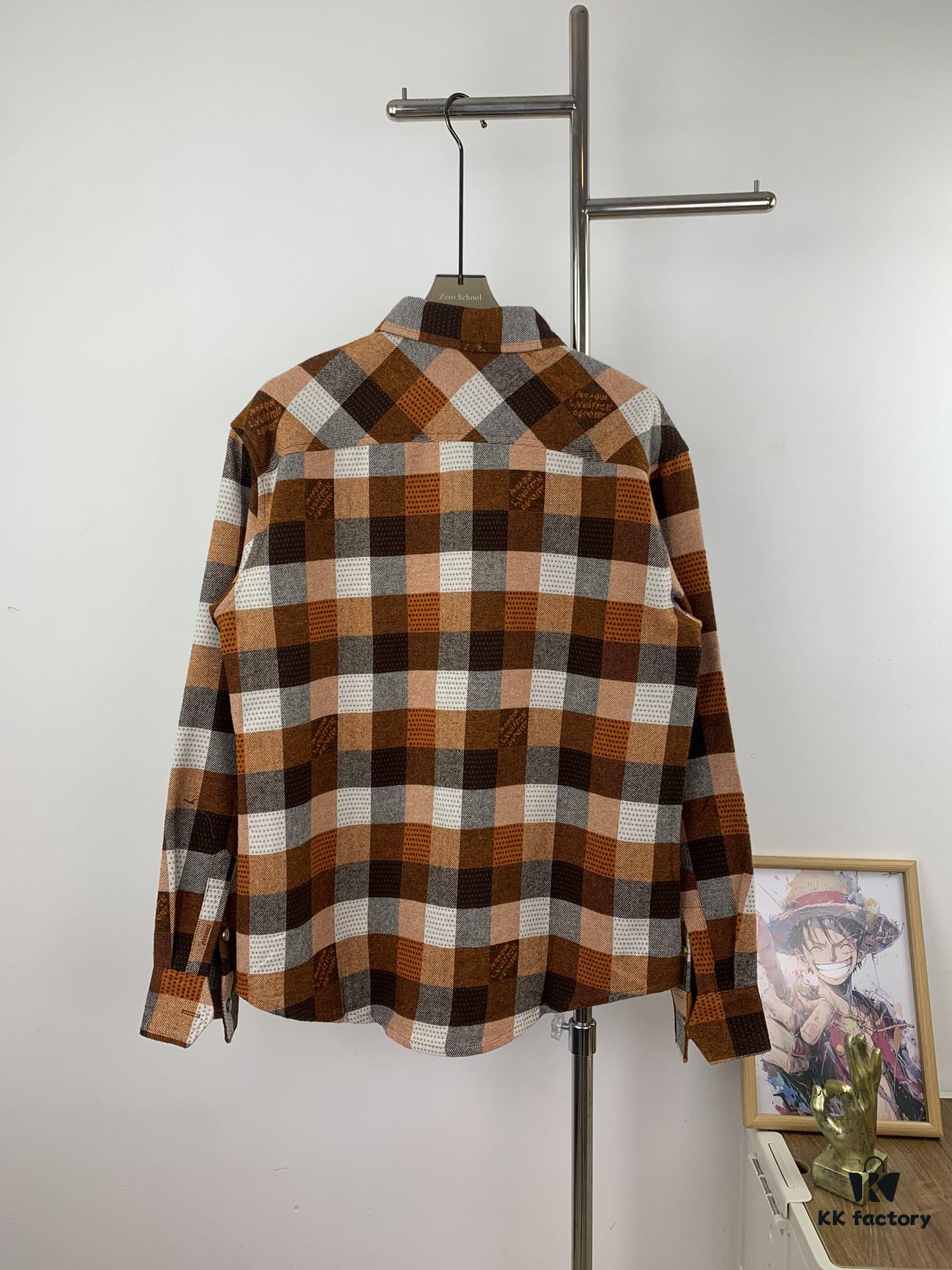 Louis Vuitton 24FW Orange Checkered Jacquard Flannel Shirt