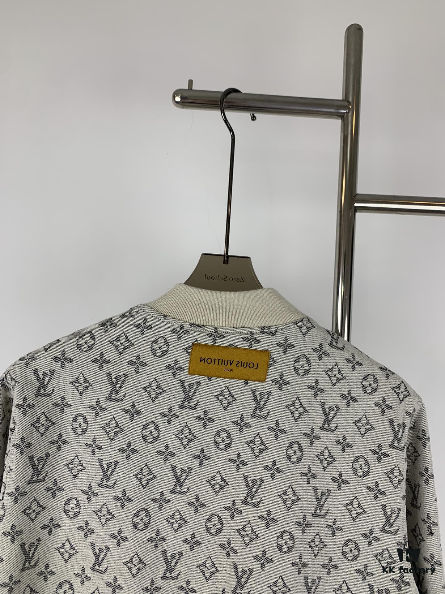 New LV Monogram Jacquard Jacket Coat, LOUIS VUITTON Counter Synchronized Style, Premium High-Density Coated Denim Fabric with All-Over Print Technique