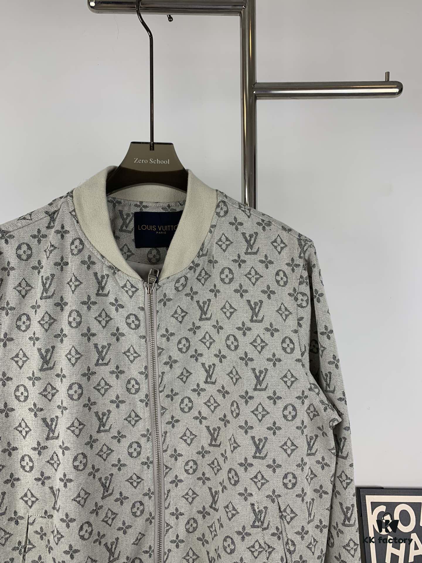 New LV Monogram Jacquard Jacket Coat, LOUIS VUITTON Counter Synchronized Style, Premium High-Density Coated Denim Fabric with All-Over Print Technique