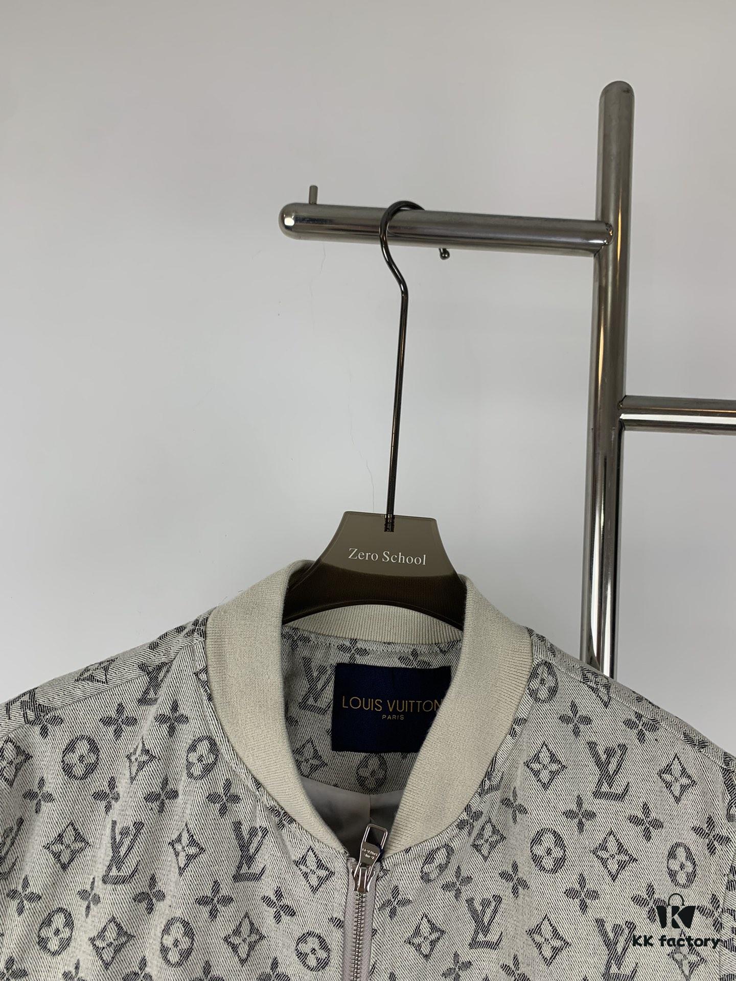 New LV Monogram Jacquard Jacket Coat, LOUIS VUITTON Counter Synchronized Style, Premium High-Density Coated Denim Fabric with All-Over Print Technique