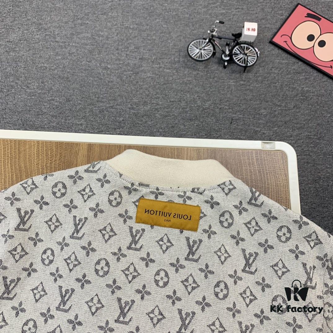 New LV Monogram Jacquard Jacket Coat, LOUIS VUITTON Counter Synchronized Style, Premium High-Density Coated Denim Fabric with All-Over Print Technique