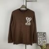 New LV Louis Vuitton White Knitted Logo Beige and Coffee Color Crew Neck Sweater Unisex