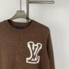 New LV Louis Vuitton White Knitted Logo Beige and Coffee Color Crew Neck Sweater Unisex