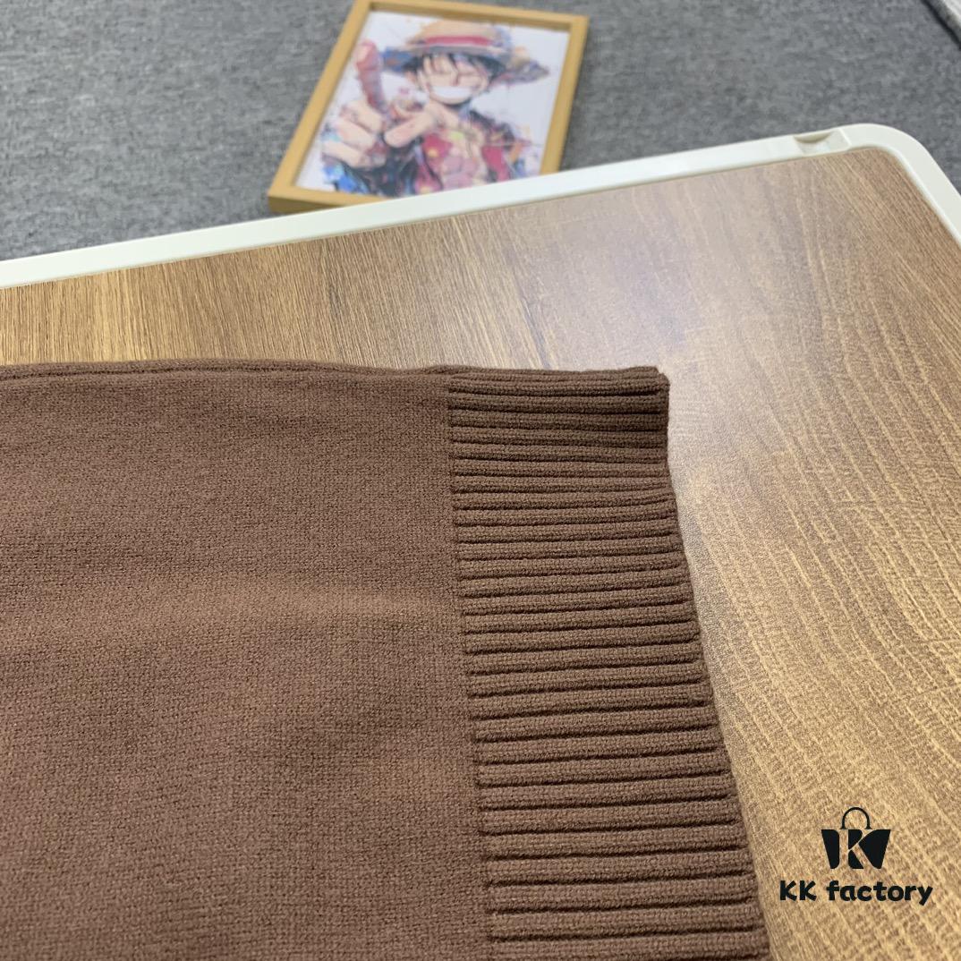 New LV Louis Vuitton White Knitted Logo Beige and Coffee Color Crew Neck Sweater Unisex