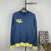 New LV Jacquard Letter Round-Neck Sweater 23FW Official Website Release LOUIS VUITTON Louis Vuitton 2023 Spring Blue and Green Patchwork Logo Round-Neck Letter Jacquard Sweater Knitwear
