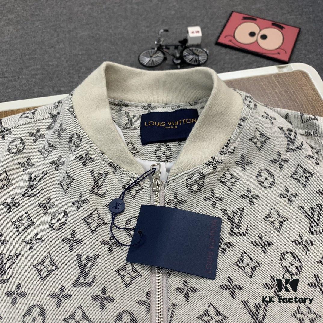 New LV Monogram Jacquard Jacket Coat, LOUIS VUITTON Counter Synchronized Style, Premium High-Density Coated Denim Fabric with All-Over Print Technique