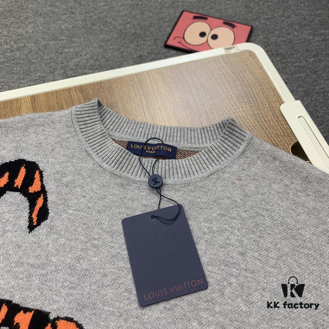 New LV Louis Vuitton Tiger Logo Sweater 2022 Limited Edition for Year of the Tiger, Double-Sided Wool Knit with Tiger Motif