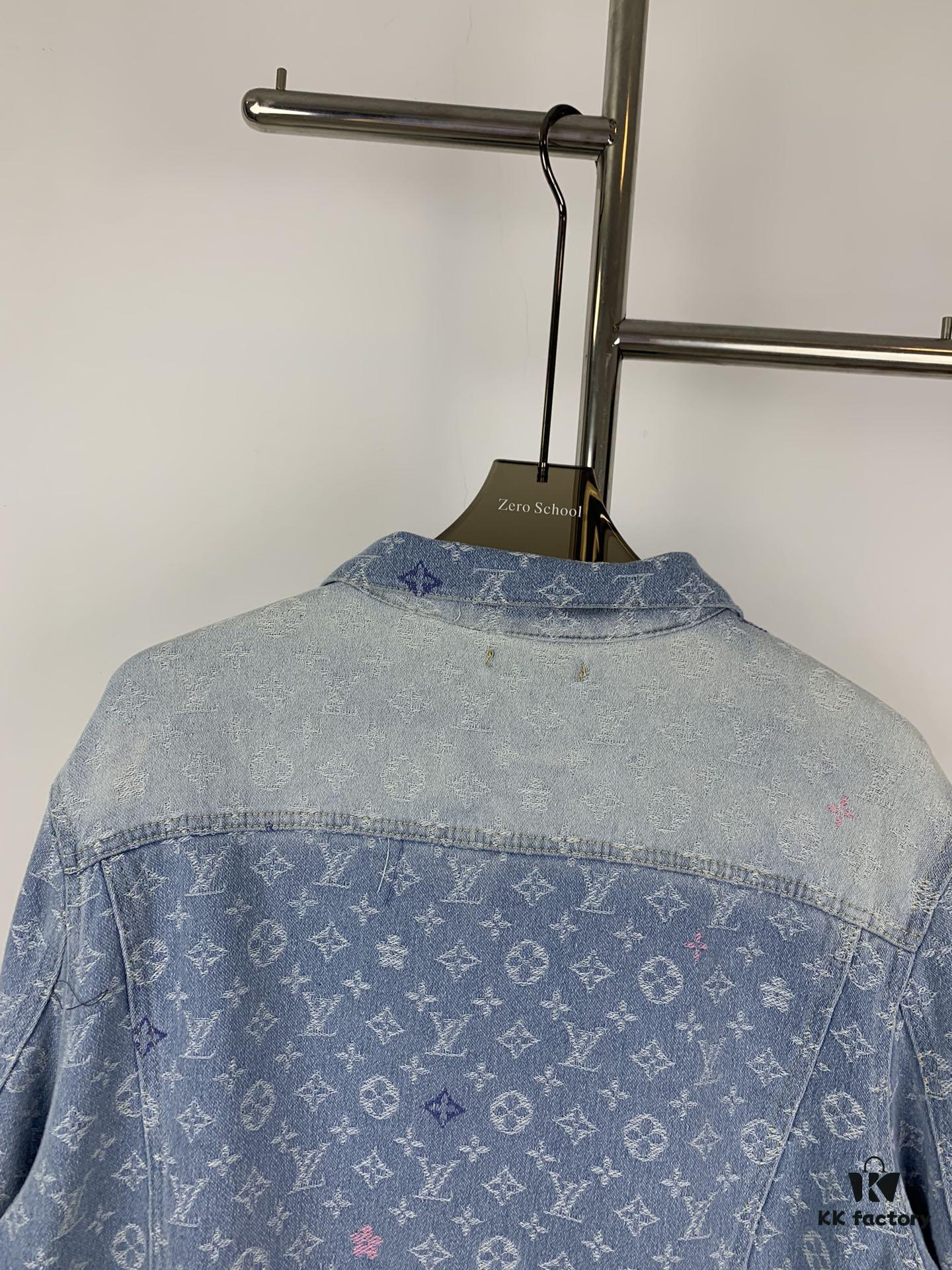 New LV Louis Vuitton 1V 24FW Tyler Collaboration Monogram Colorful Embroidered Denim Jacket Unisex