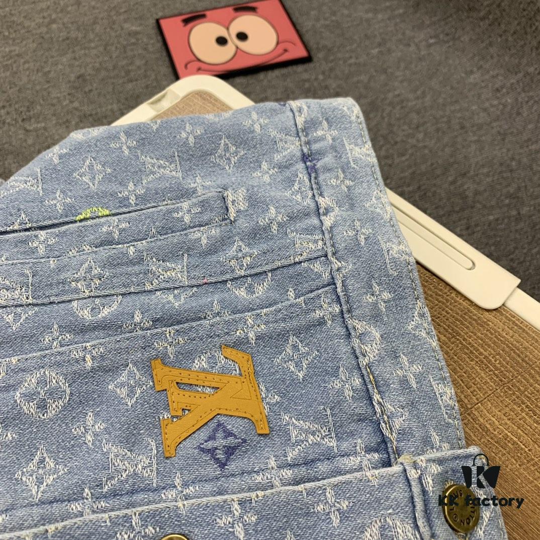 New LV Louis Vuitton 1V 24FW Tyler Collaboration Monogram Colorful Embroidered Denim Jacket Unisex