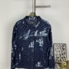 New Louis Vuitton x Yayoi Kusama Letter Combination Floral Print Bleached Seagrass Logo All-Over Denim Jacket and Pants Set