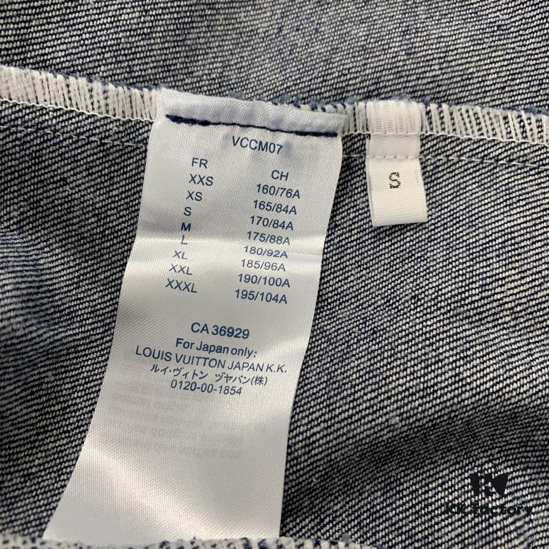 New Louis Vuitton x Yayoi Kusama Letter Combination Floral Print Bleached Seagrass Logo All-Over Denim Jacket and Pants Set