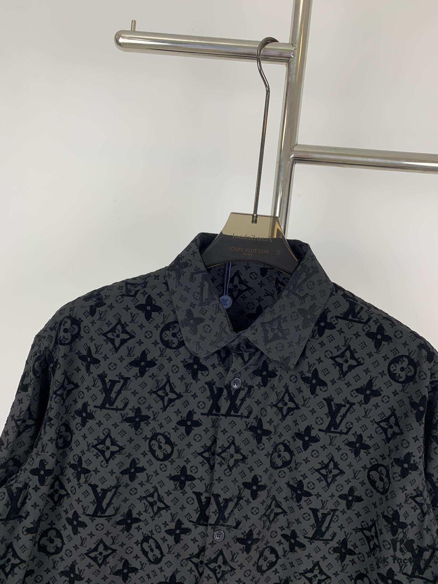 New Louis Vuitton 24SS Flocked Full-Print Checkered Jacquard Shirt Jacket Unisex