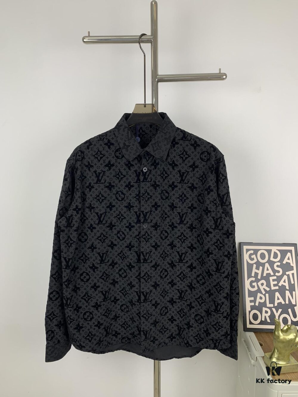 New Louis Vuitton 24SS Flocked Full-Print Checkered Jacquard Shirt Jacket Unisex