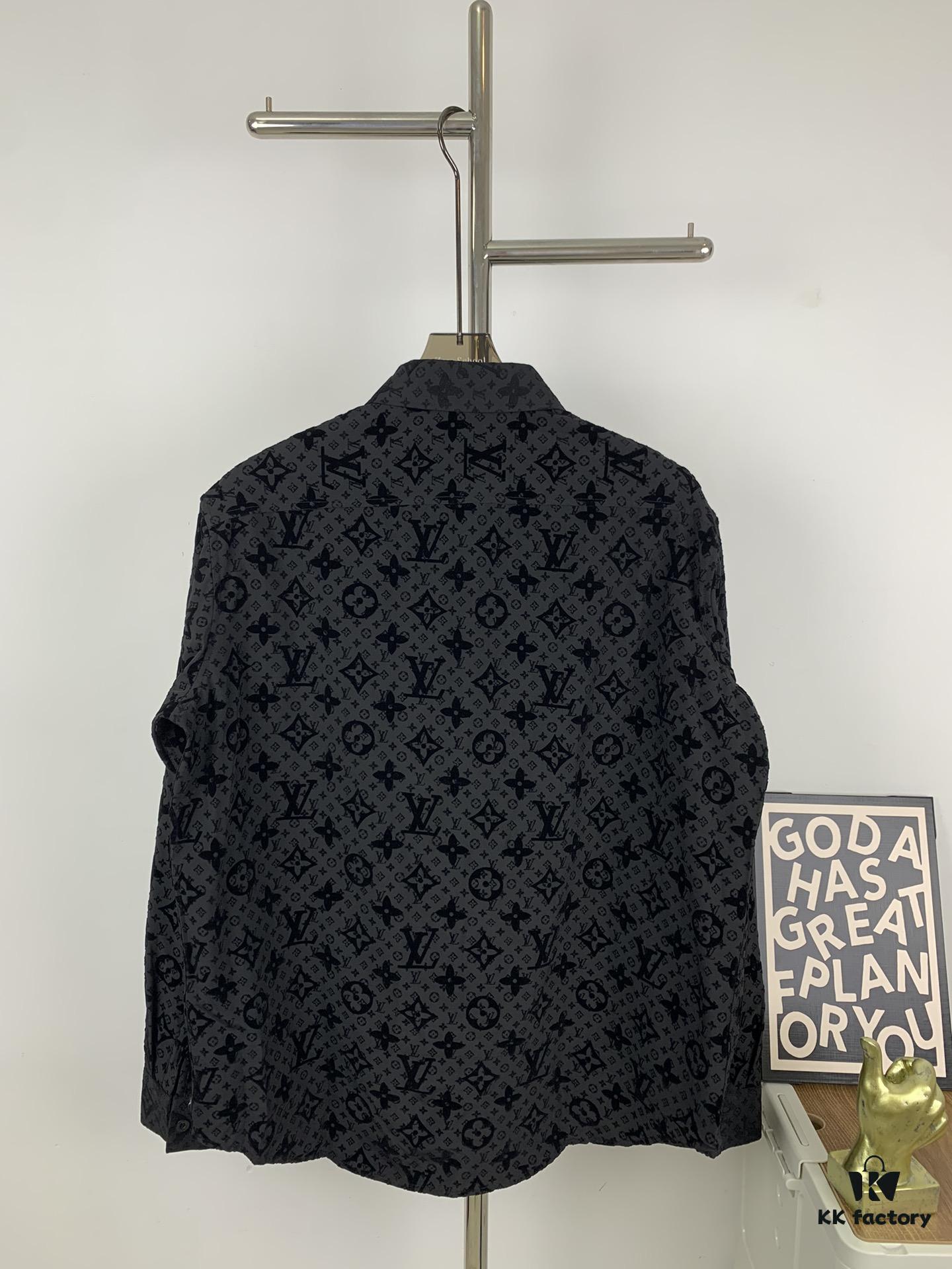 New Louis Vuitton 24SS Flocked Full-Print Checkered Jacquard Shirt Jacket Unisex