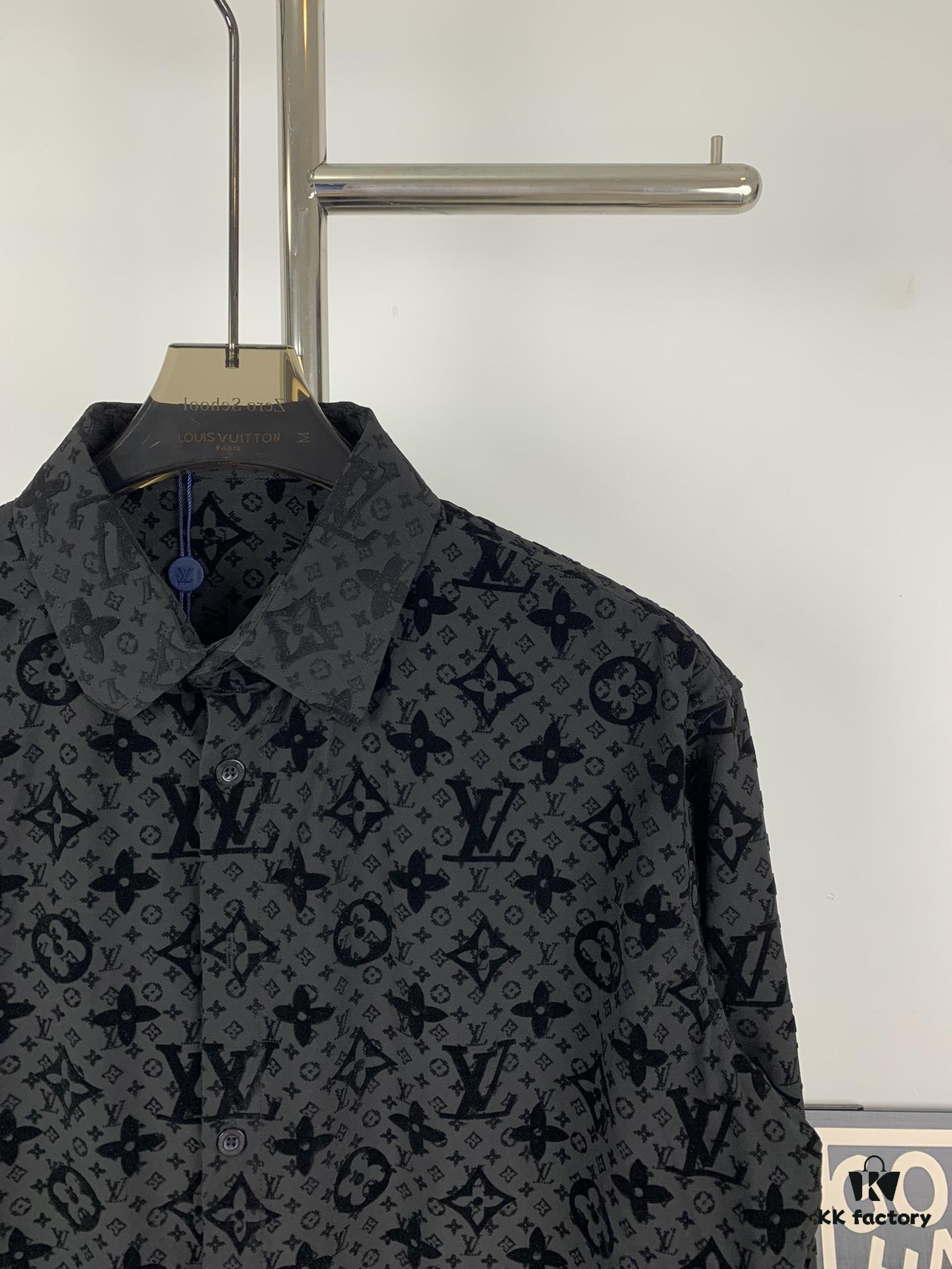 New Louis Vuitton 24SS Flocked Full-Print Checkered Jacquard Shirt Jacket Unisex