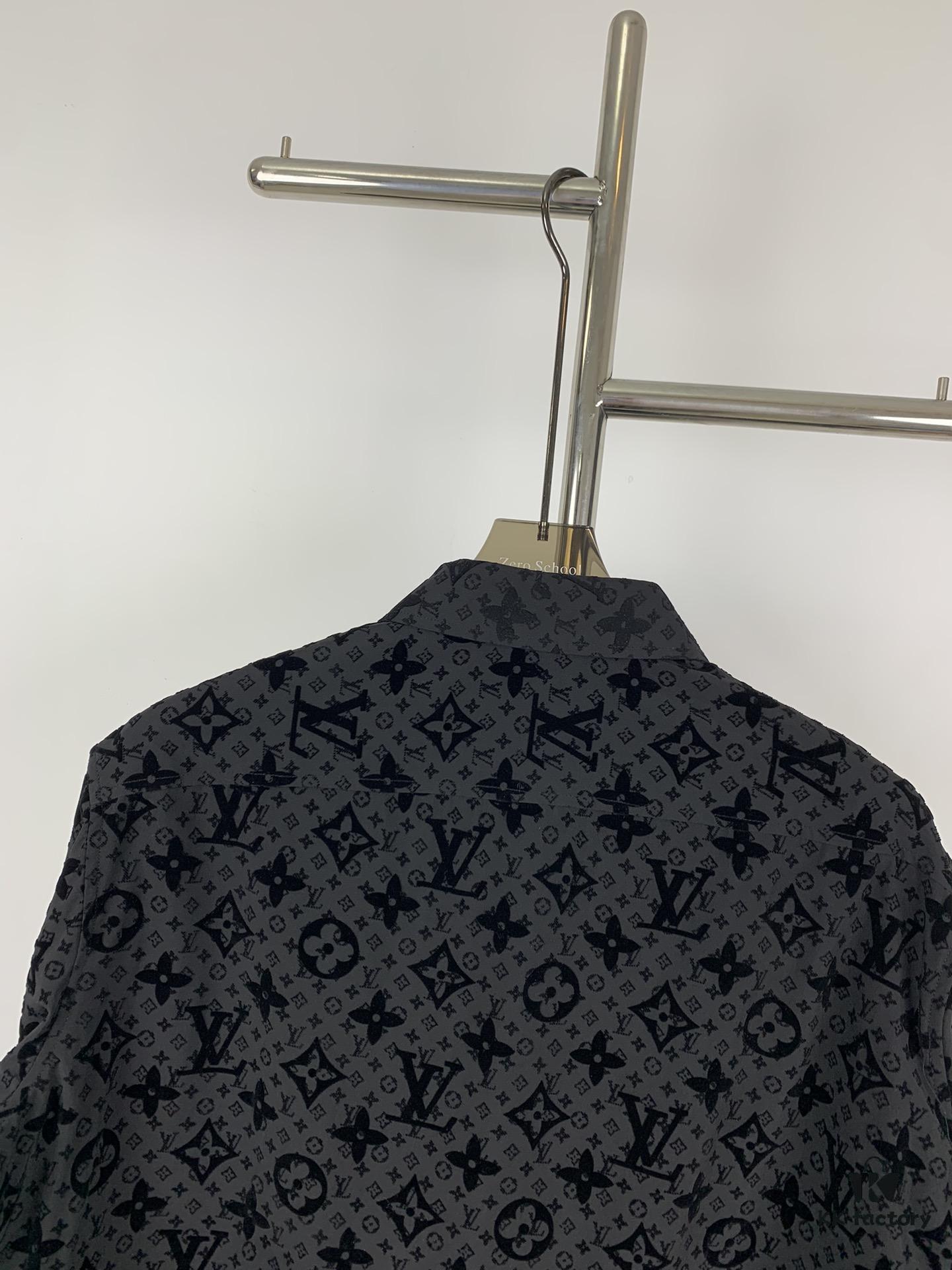 New Louis Vuitton 24SS Flocked Full-Print Checkered Jacquard Shirt Jacket Unisex