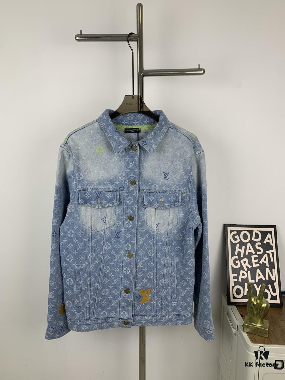 New LV Louis Vuitton 1V 24FW Tyler Collaboration Monogram Colorful Embroidered Denim Jacket Unisex