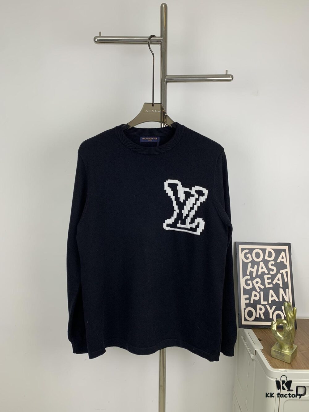 New LV Louis Vuitton White Knitted Logo Crewneck Sweater Unisex