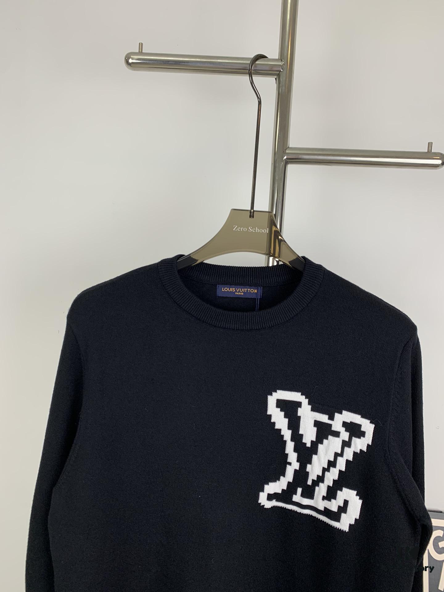 New LV Louis Vuitton White Knitted Logo Crewneck Sweater Unisex