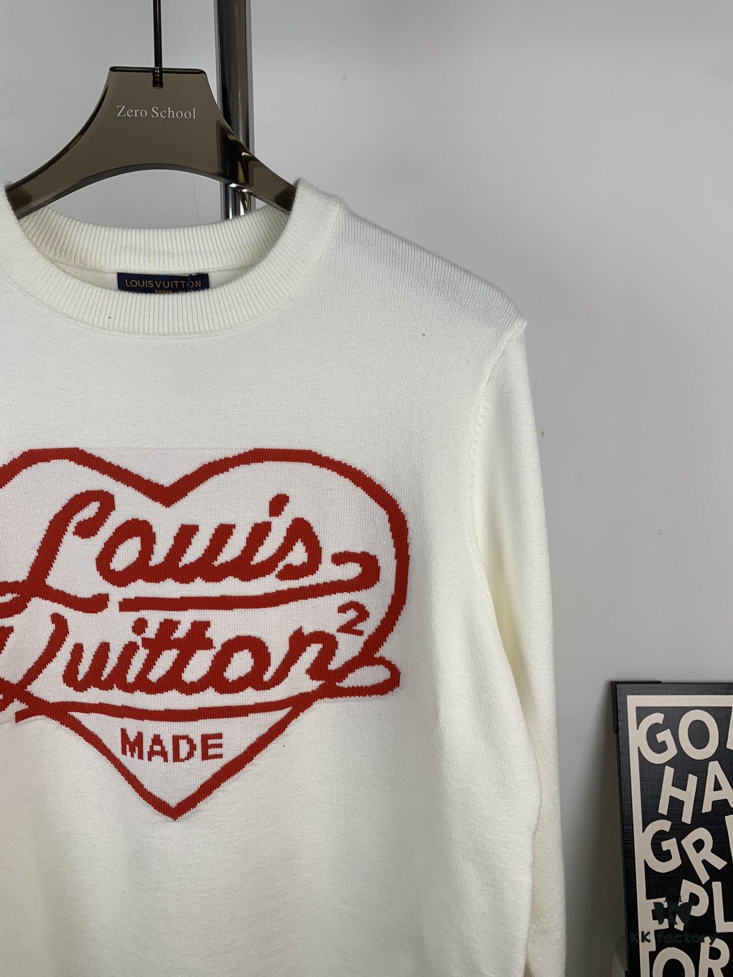 New LV Navy Blue Love Sweater with 15% Wool, Soft and Comfortable for Direct Wear! Premium High-End Version! Excellent Warmth and Quality!