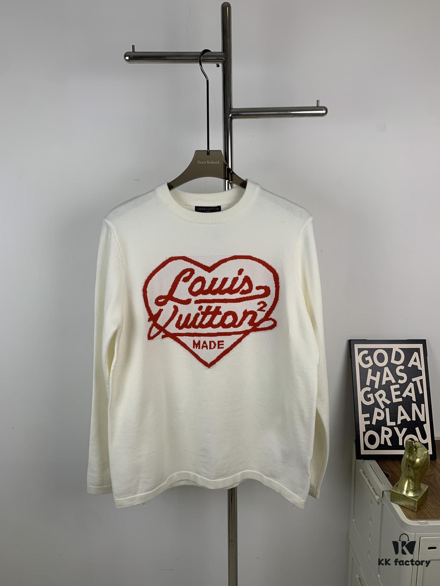 New LV Navy Blue Love Sweater with 15% Wool, Soft and Comfortable for Direct Wear! Premium High-End Version! Excellent Warmth and Quality!