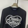 New LV Navy Blue Love Sweater with 15% Wool, Soft and Comfortable for Direct Wear! Premium High-End Version! Excellent Warmth and Quality!
