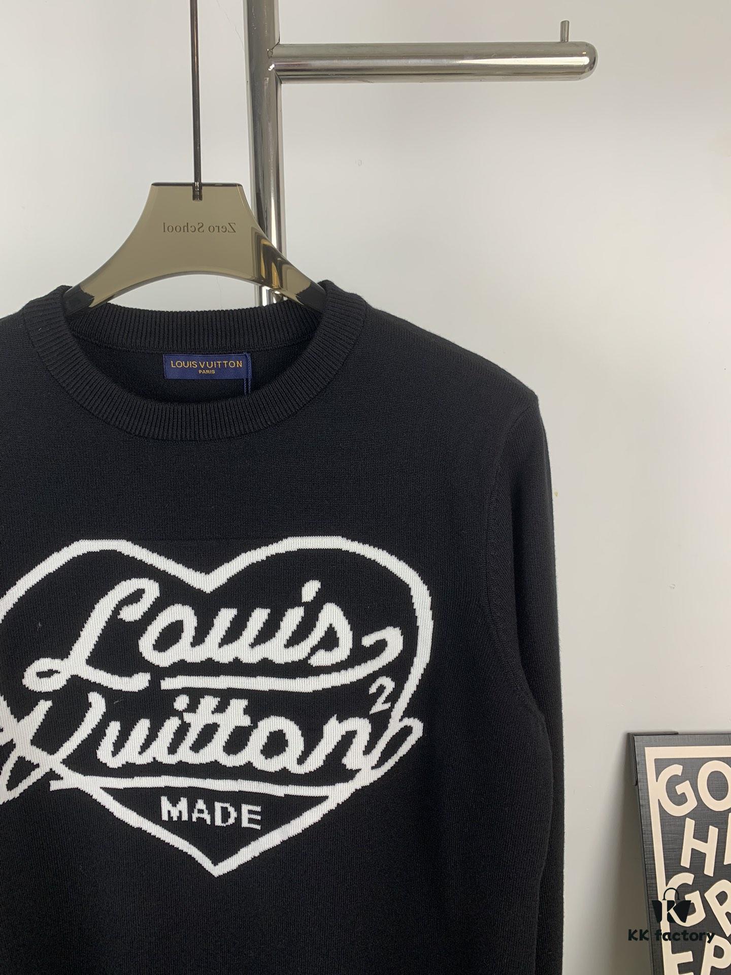 New LV Navy Blue Love Sweater with 15% Wool, Soft and Comfortable for Direct Wear! Premium High-End Version! Excellent Warmth and Quality!