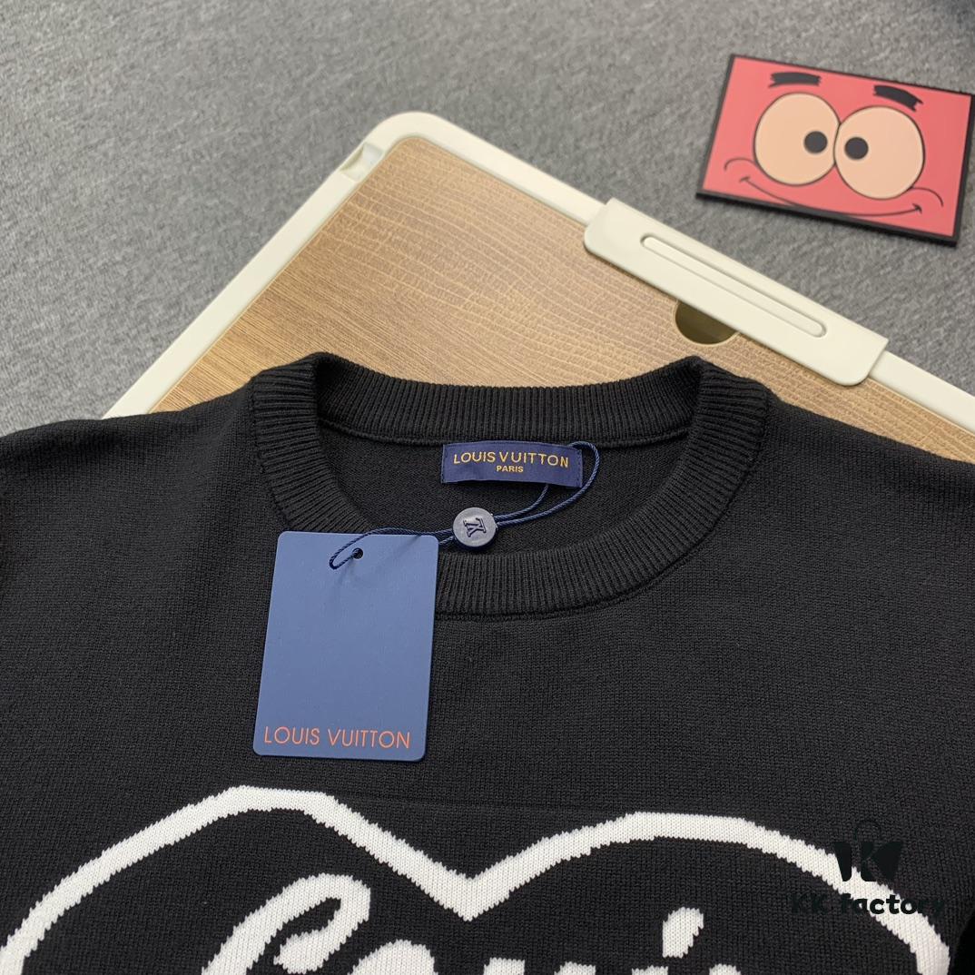 New LV Navy Blue Love Sweater with 15% Wool, Soft and Comfortable for Direct Wear! Premium High-End Version! Excellent Warmth and Quality!