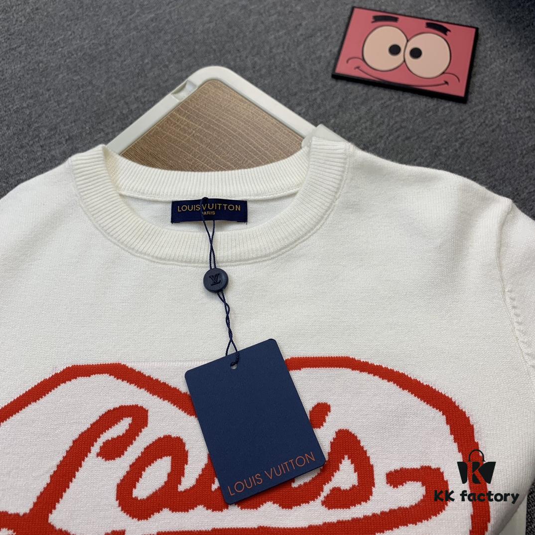 New LV Navy Blue Love Sweater with 15% Wool, Soft and Comfortable for Direct Wear! Premium High-End Version! Excellent Warmth and Quality!