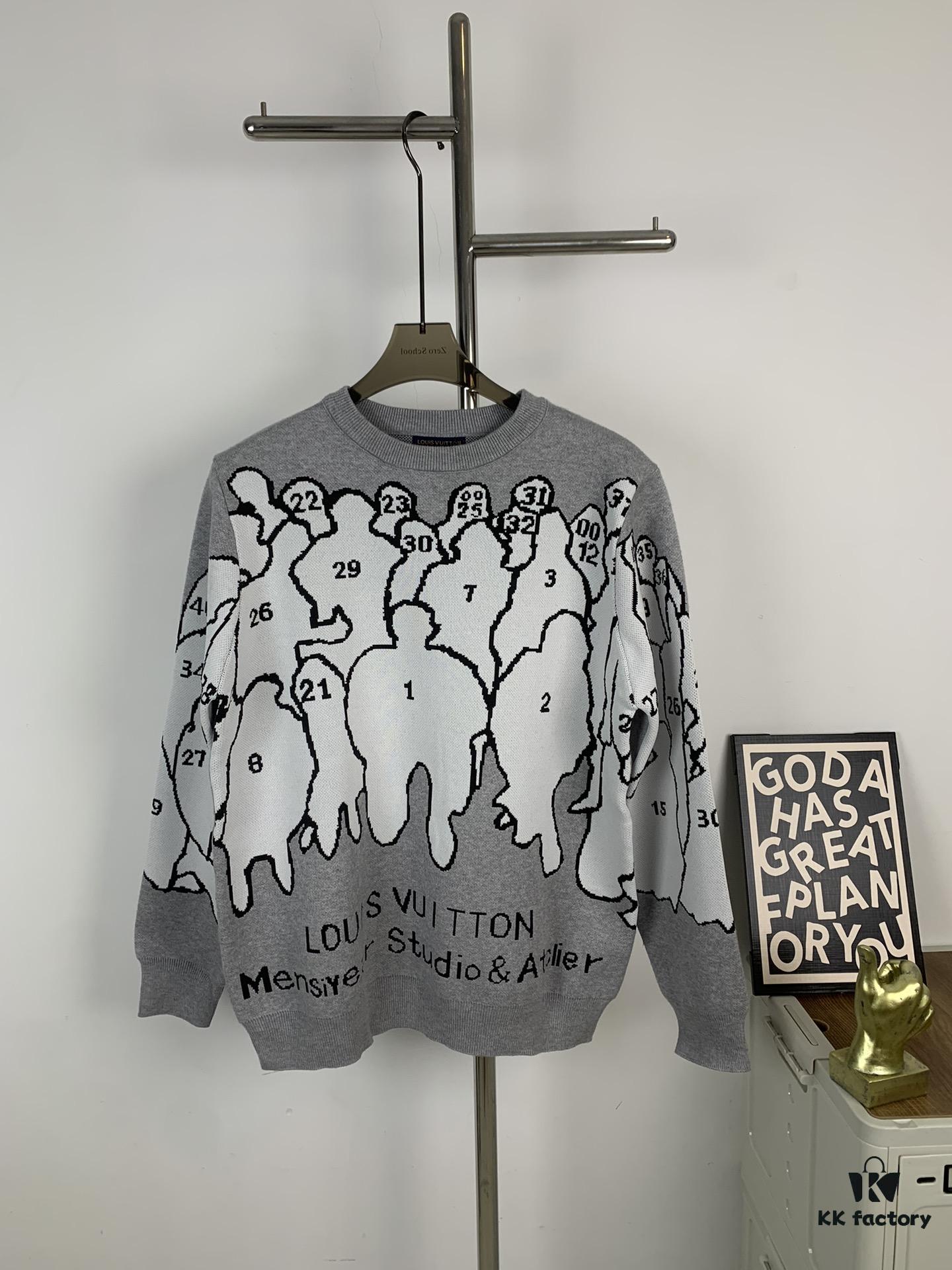 Louis Vuitton 1V Designer Portrait Silhouette Crew Neck Pullover Sweater