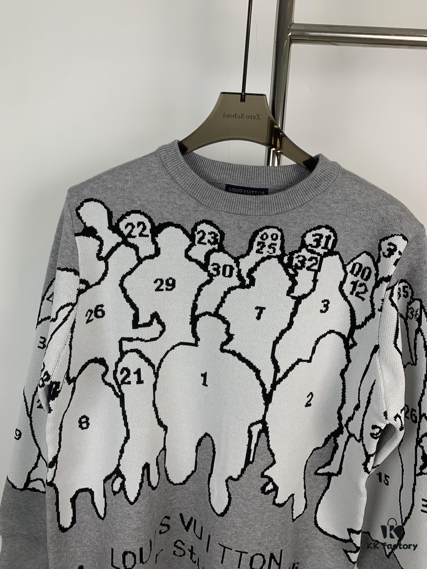 Louis Vuitton 1V Designer Portrait Silhouette Crew Neck Pullover Sweater