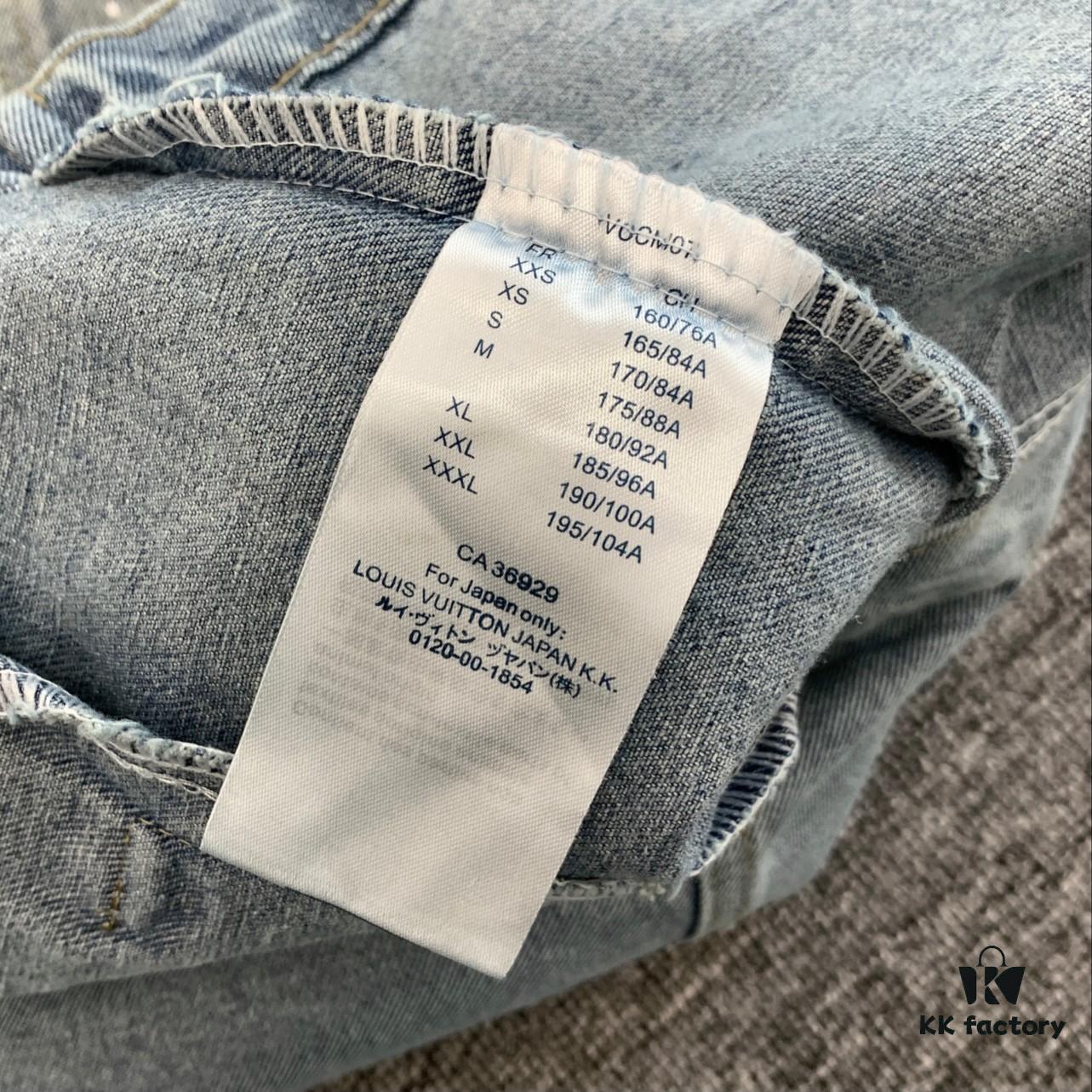 New Louis Vuitton LV FW Starry Sky Rhinestone Embroidered Distressed Denim Jacket for Men and Women