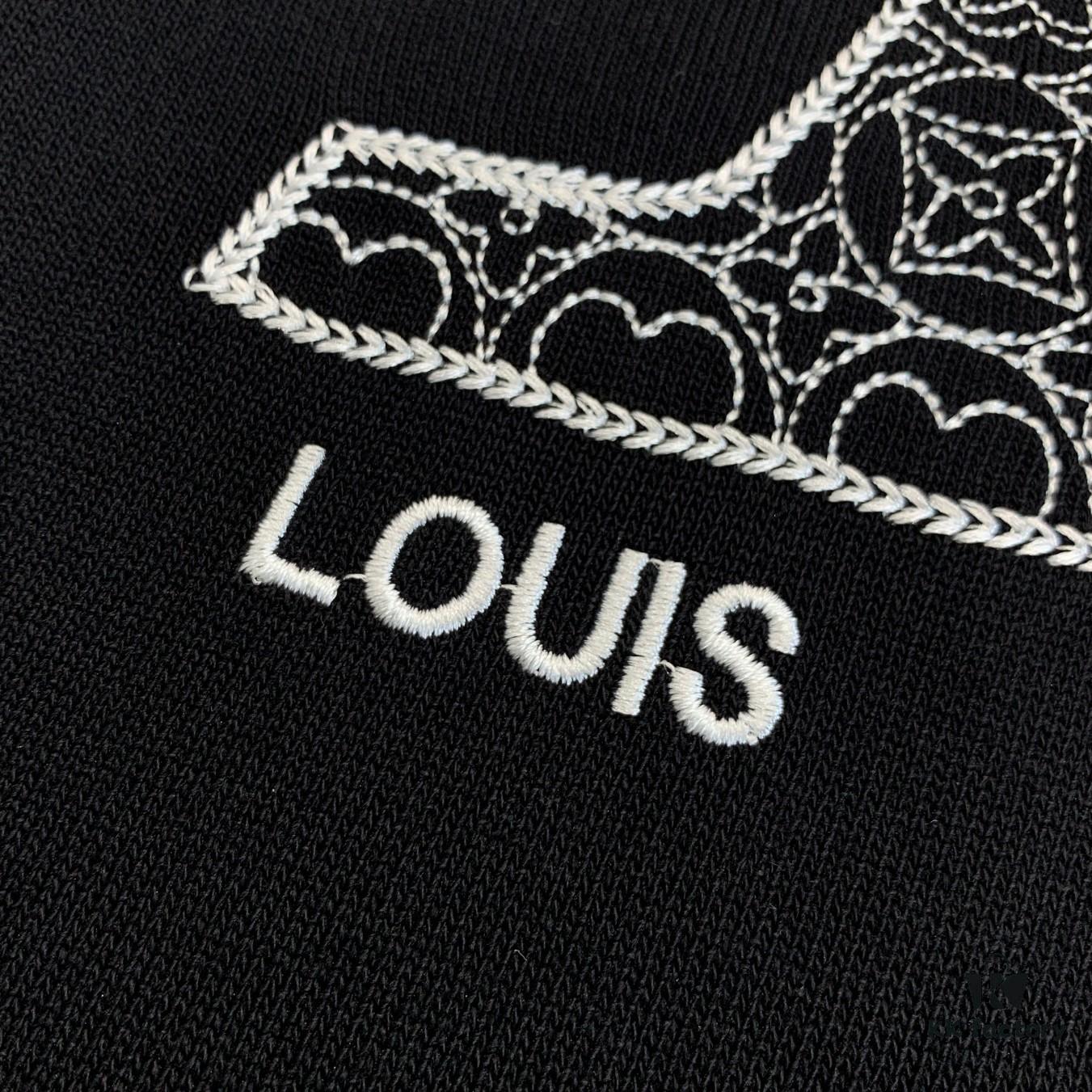 New Louis Vuitton Embroidered Logo Short Sleeve T-Shirt with Knitted Collar, Unisex Oversized Fit