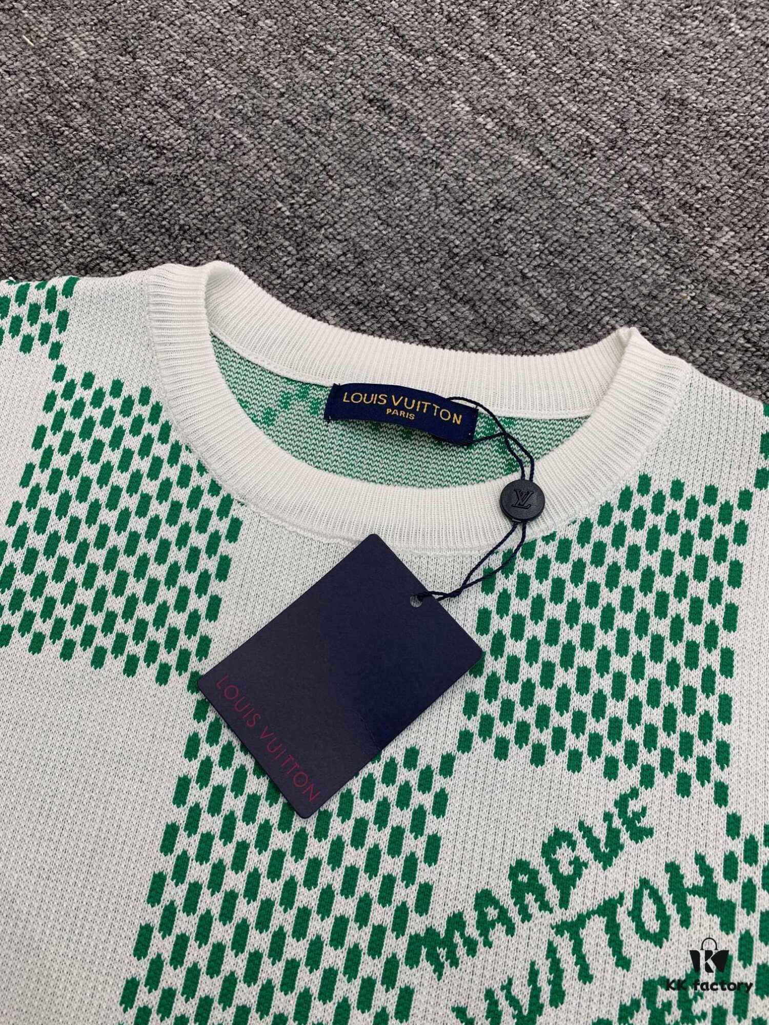 New Louis Vuitton Plaid Green Checkerboard Short Sleeve Unisex T-Shirt