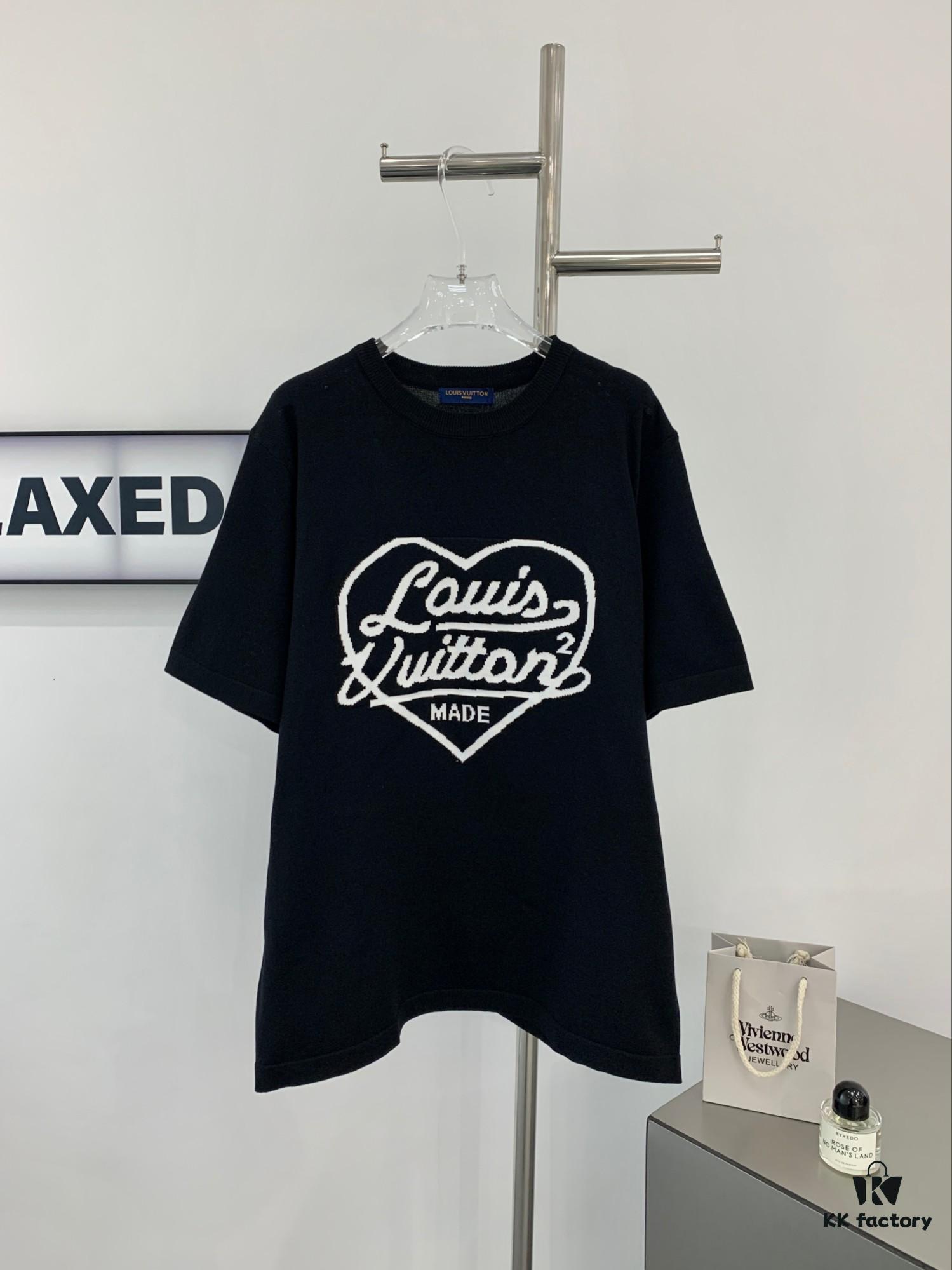 New Louis Vuitton LV 2023 Spring Heart Knit Short-Sleeve Unisex Top