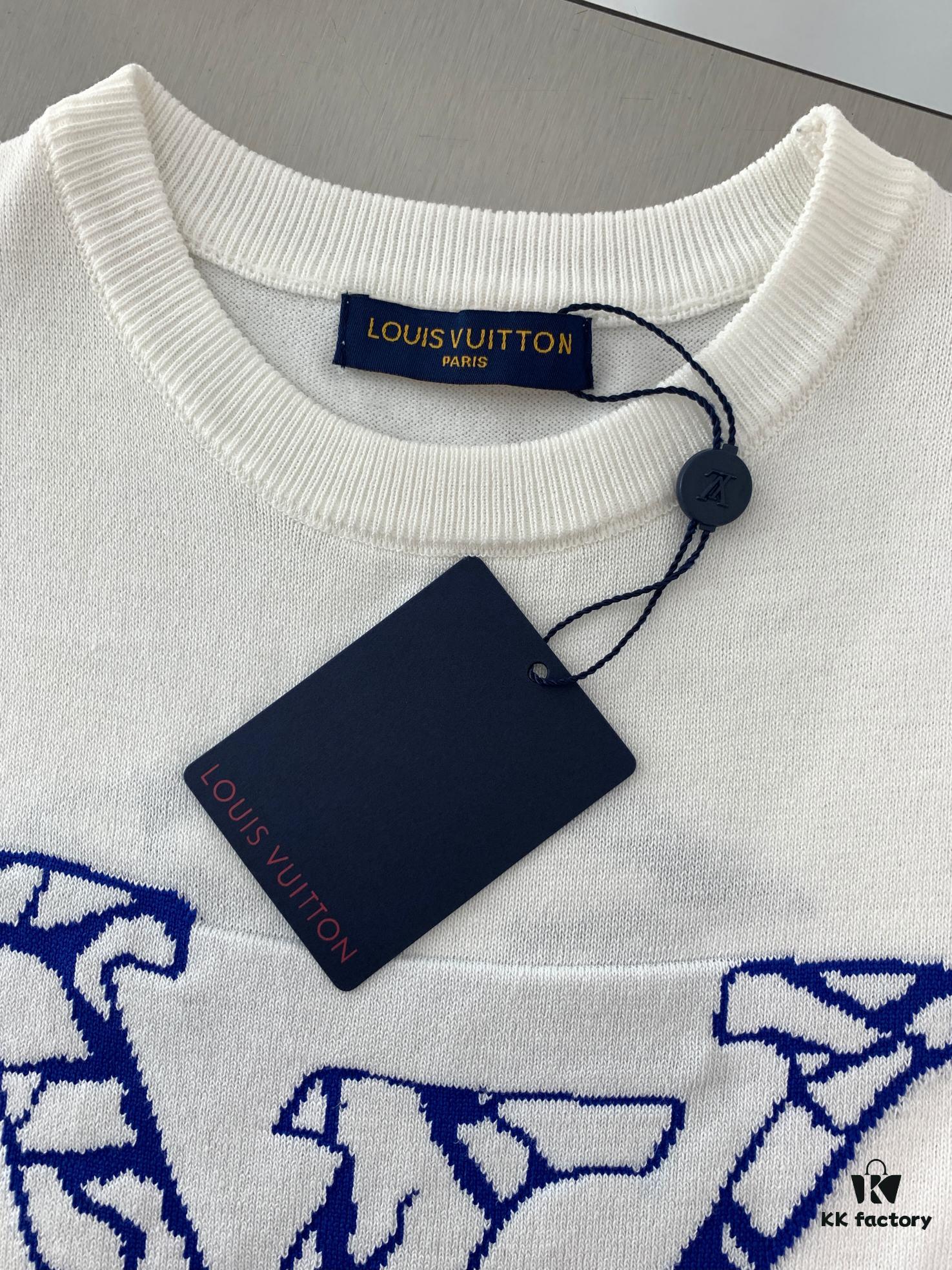 New LV Louis Vuitton 2023FW Ski Collection Jacquard Crew Neck Short Sleeve T-Shirt