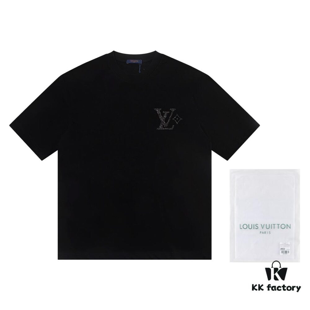 Louis Vuitton 2025 Latest Short-Sleeve T-Shirt with Rhinestone Embellishment