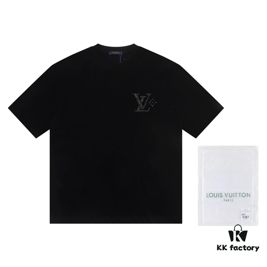 Louis Vuitton 2025 Latest Short-Sleeve T-Shirt with Rhinestone Embellishment